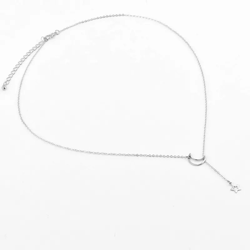 Last 1 New Moon Star Necklace in Gold or Silver - Picture 2 of 4